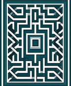 Teal White Geometric Labyrinth Rug
