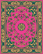 Vibrant Pink Floral Vine Border Rug