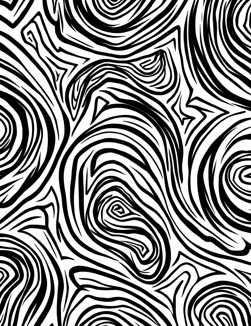 Bold Black White Swirl Pattern Rug