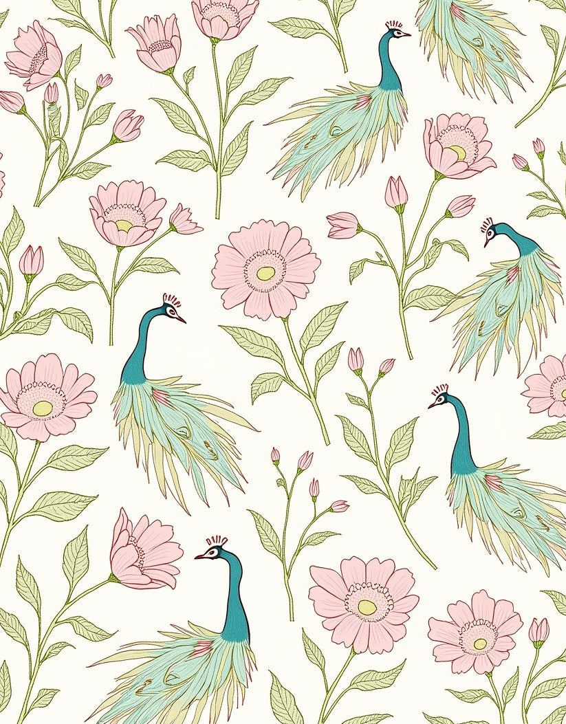 Peacock Floral Pattern Charm Rug