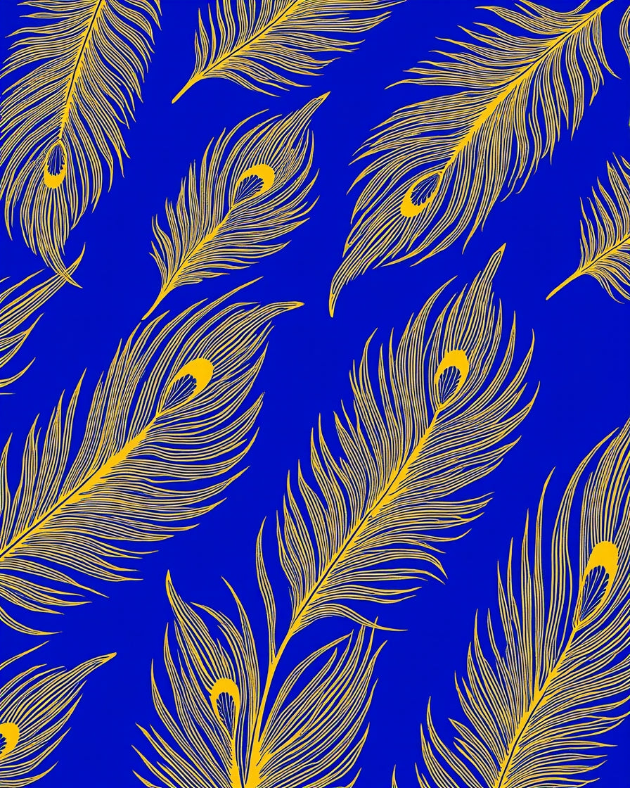 Elegant Yellow Feather Pattern Design Rug