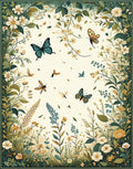 Whimsical Butterfly Floral Garden Rug