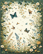 Whimsical Butterfly Floral Garden Rug