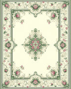 Victorian floral border with central medallion Rug
