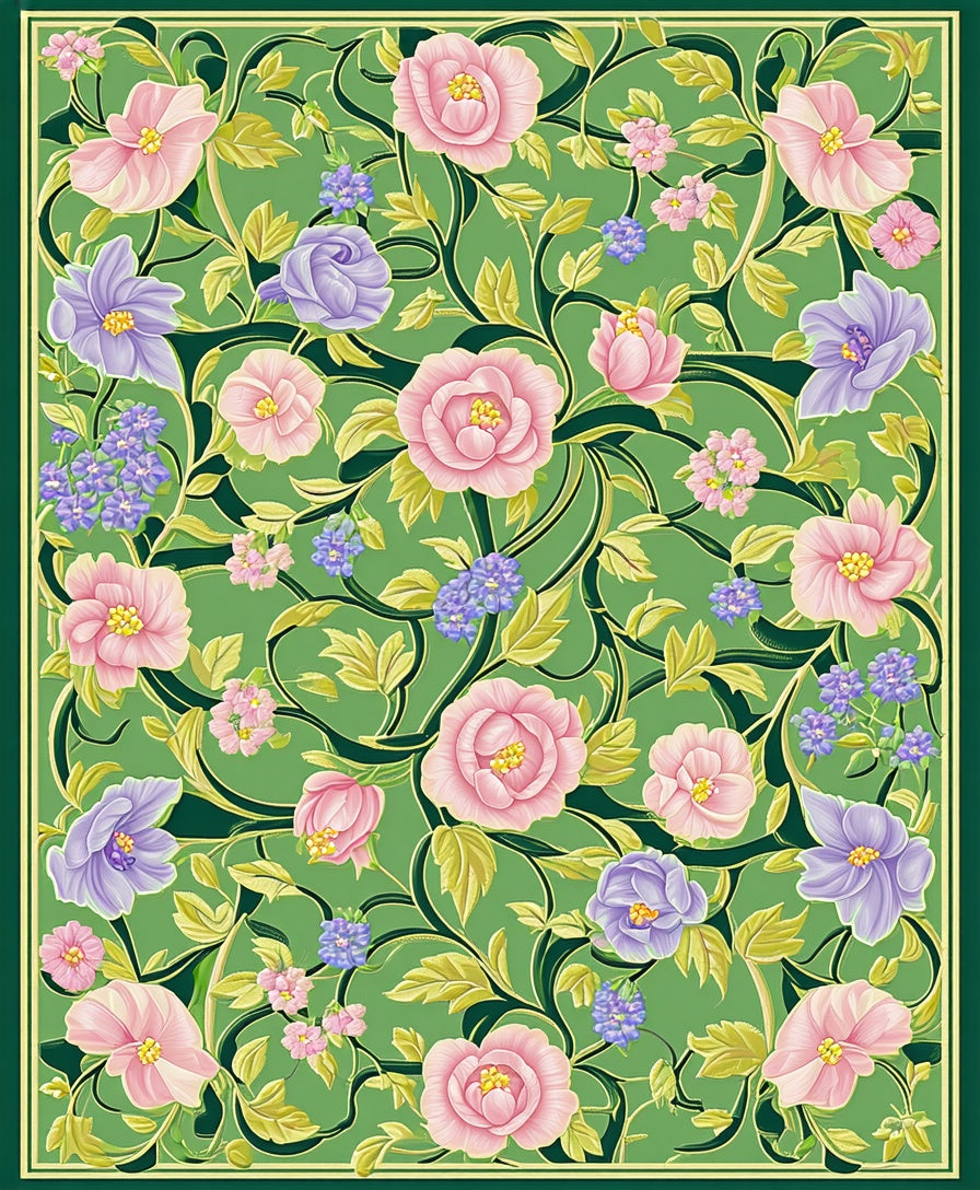 Art Nouveau Floral Pattern Design Rug
