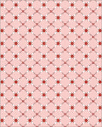 Red Floral Lattice Patterned Rug