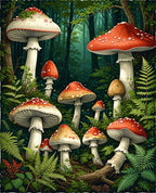 Enchanted Forest Mushroom Pattern Rug