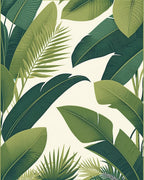 Tropical Large Leaf Pattern Green Design Rug