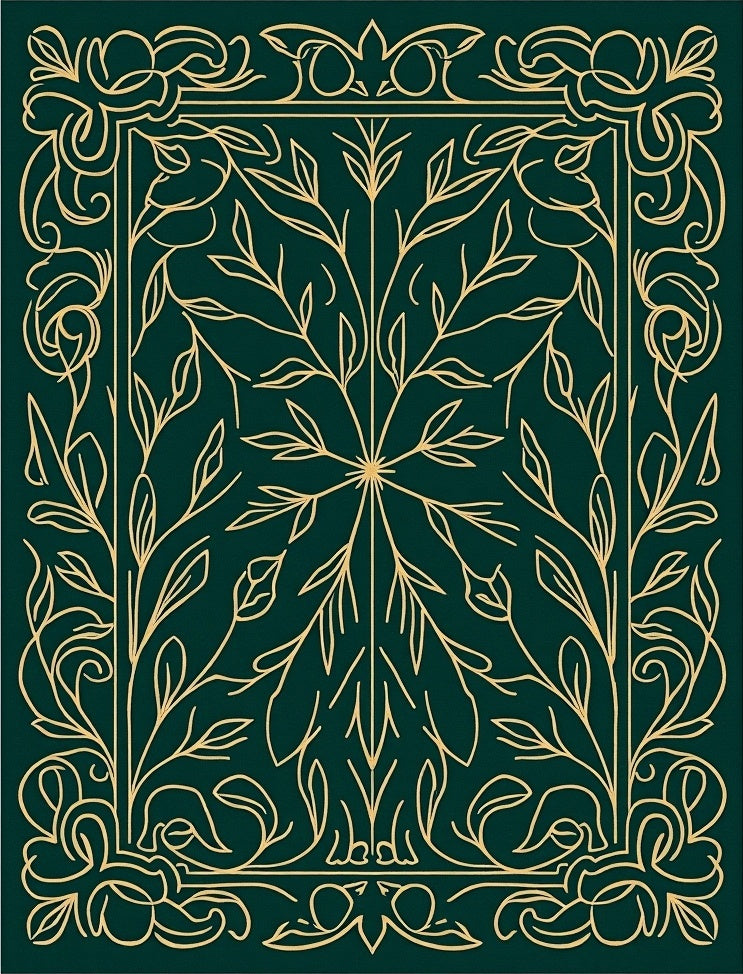 Emerald Botanical Vine Frame Rug