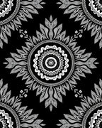Monochromatic Sunburst Mandala Pattern Rug