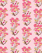 Pink Floral Branch Pattern Rug