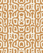 Abstract Terracotta Paw Print Pattern Rug