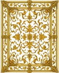 Ornate Gold Filigree Scroll Pattern Rug