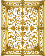 Ornate Gold Filigree Scroll Pattern Rug