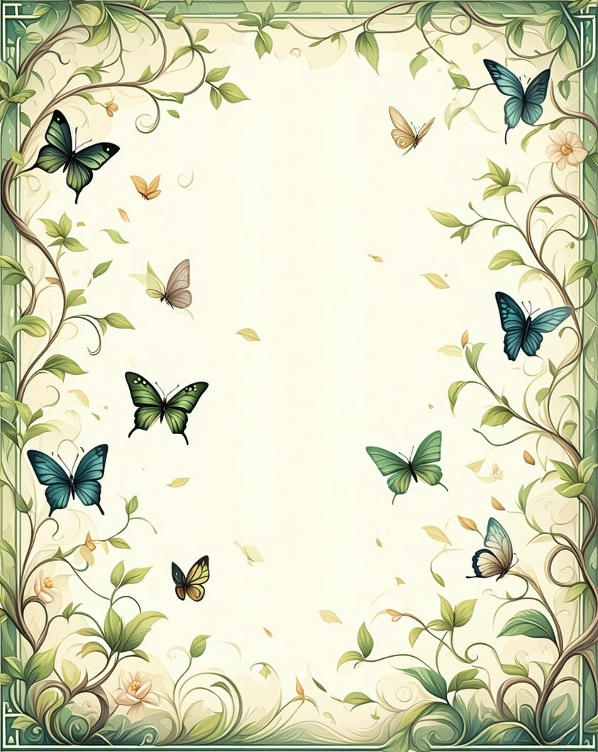 Whimsical Butterfly Vine Garden Design Rug