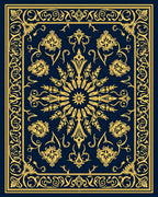 Classic Golden Floral Scrollwork Design Rug