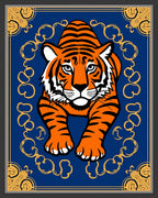 Bold Tiger Royal Blue Floral Design Rug