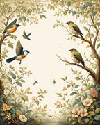Birds and Blossoms Vintage Nature Design Rug
