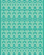 Art Deco Geometric Teal Cream Pattern Rug