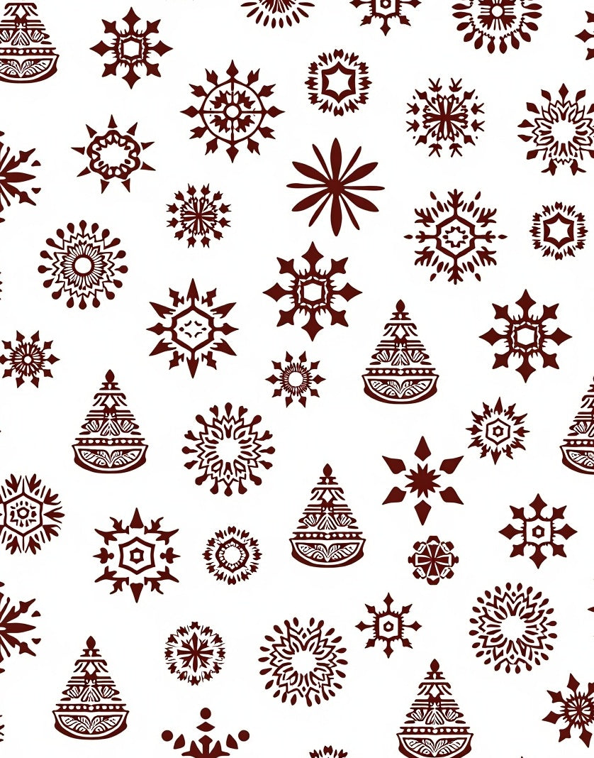 Brown Snowflake Tree Medallion Collage Rug