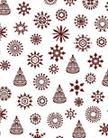 Brown Snowflake Tree Medallion Collage Rug