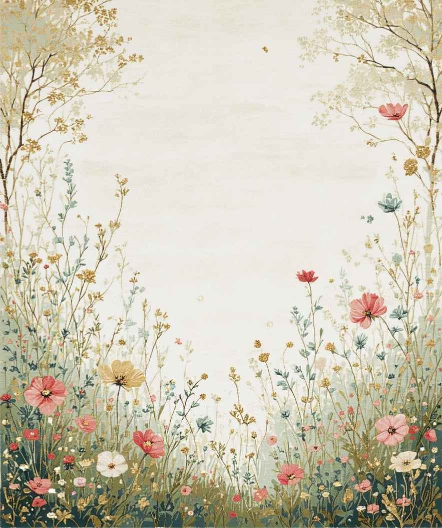 Whimsical Meadow Floral Garden Rug