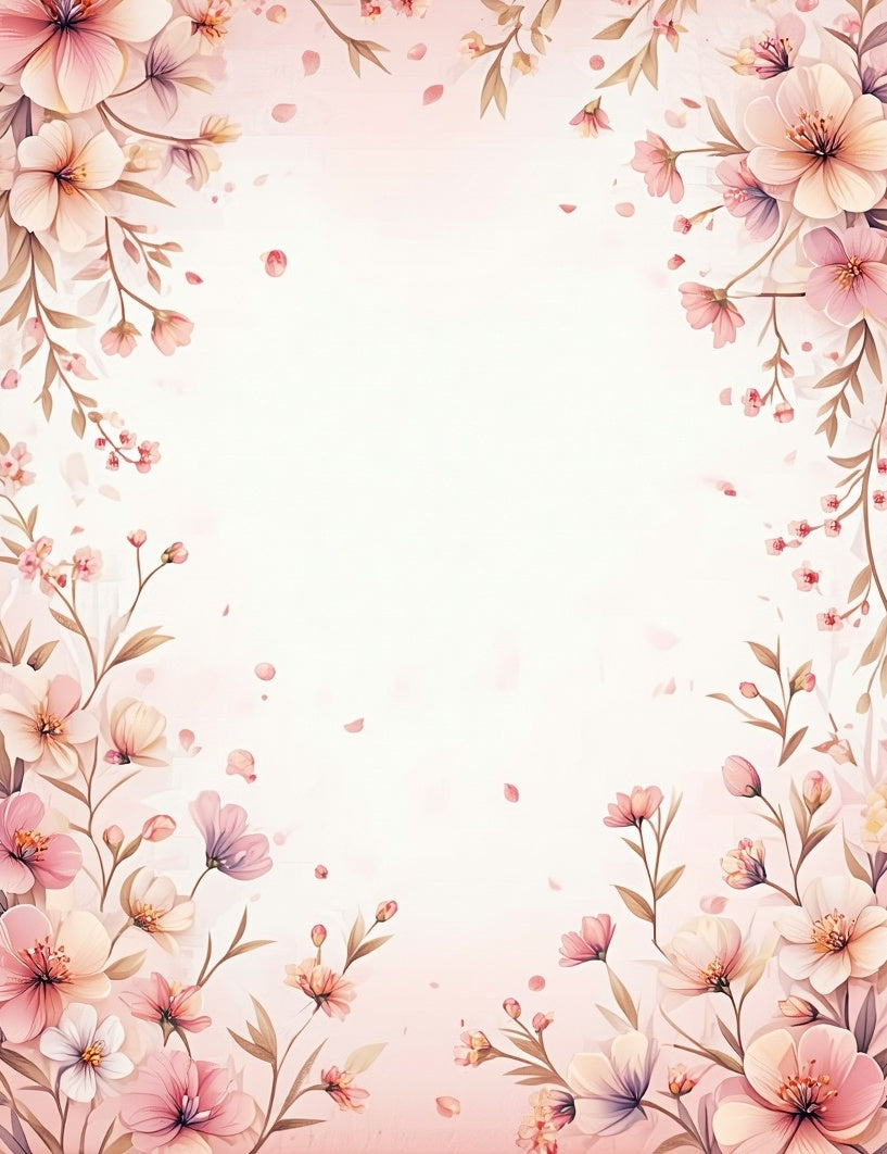 Soft Pink Delicate Floral Outline Rug