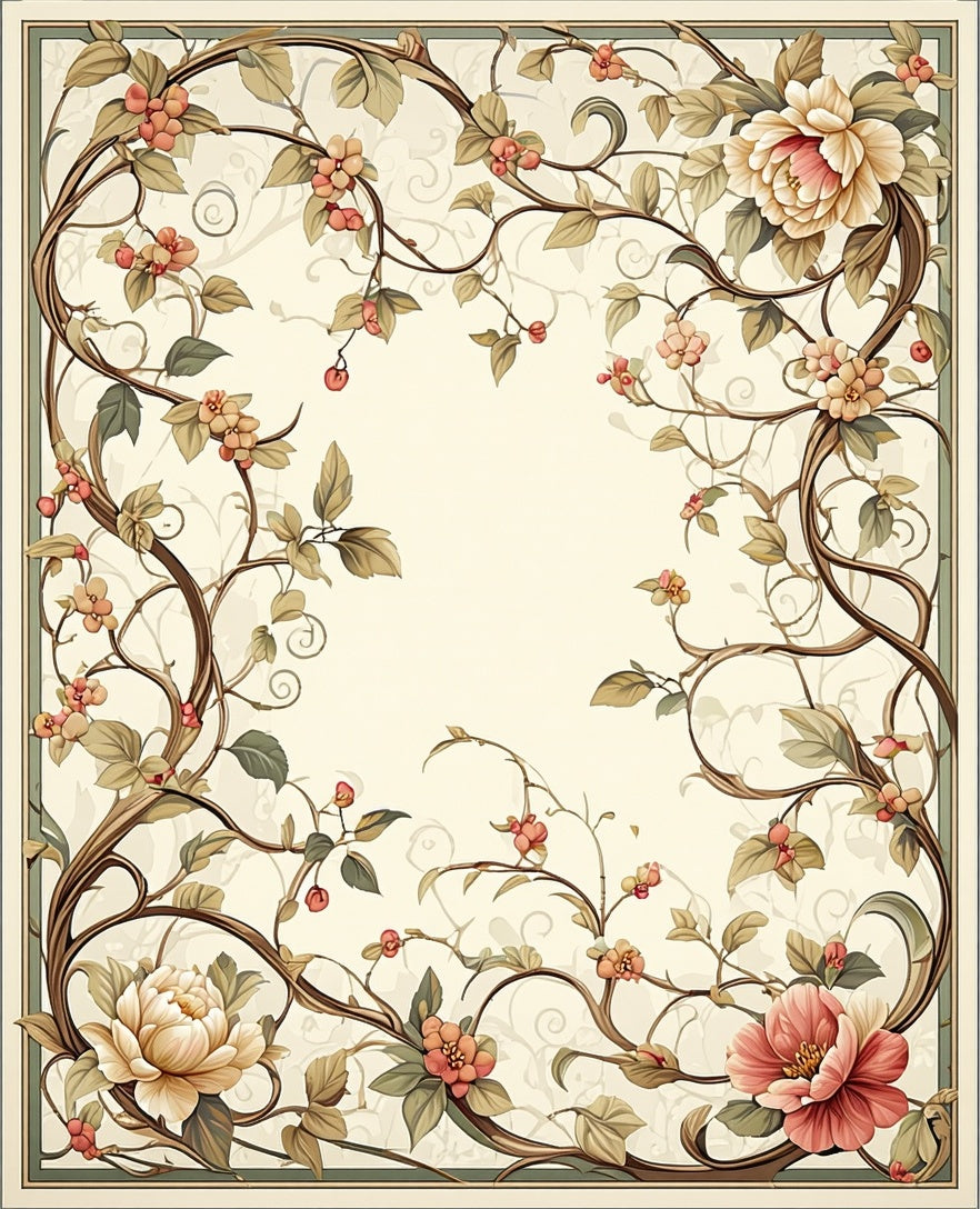 Vintage Floral Vine Scrollwork Rug