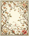Vintage Floral Vine Scrollwork Rug
