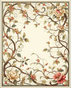 Vintage Floral Vine Scrollwork Rug