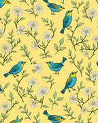 Whimsical Blue Birds Daisy Pattern Rug