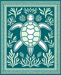 Coastal Turtle Seaweed Patterned Rug