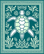 Coastal Turtle Seaweed Patterned Rug