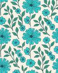 Turquoise Daisy Pattern Rug