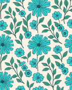 Turquoise Daisy Pattern Rug