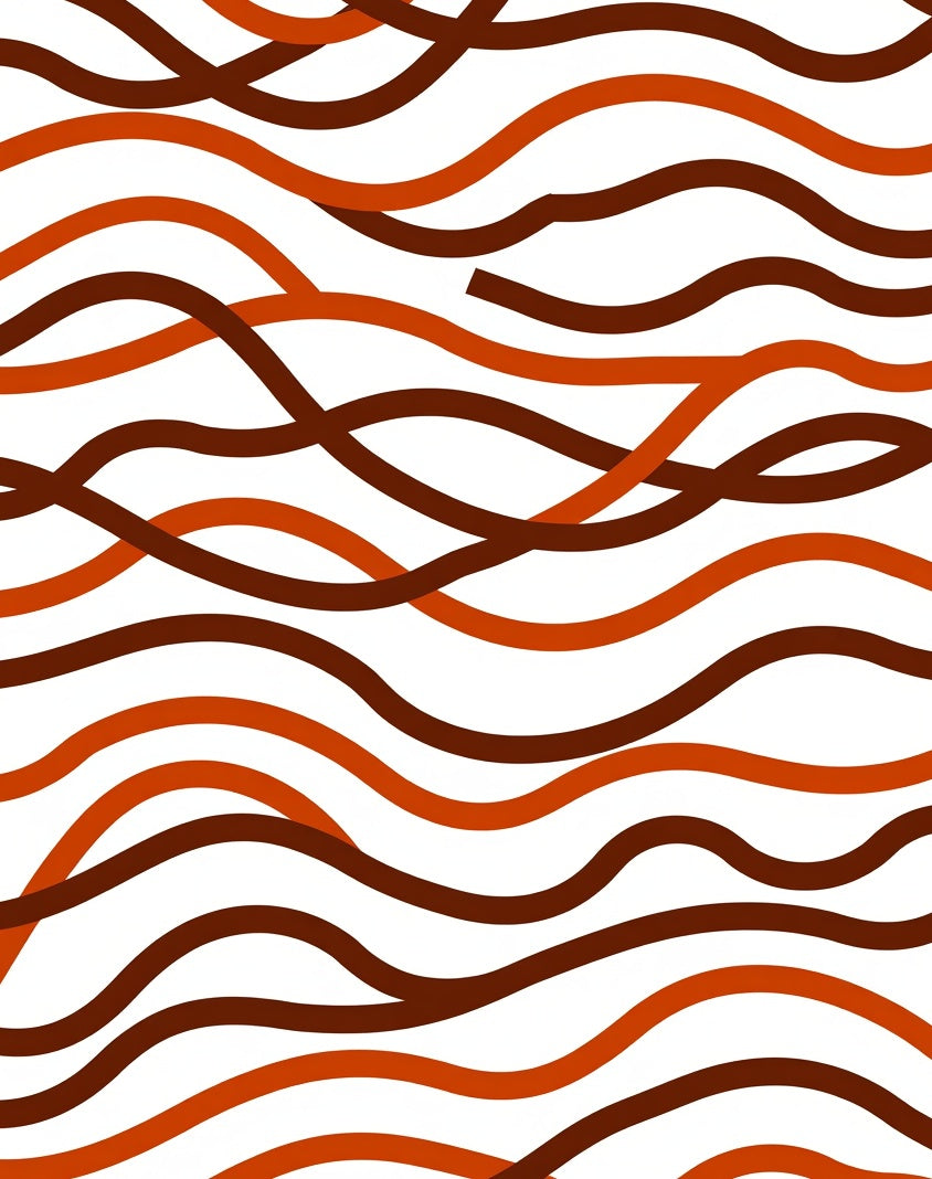 Crimson and Brown Wavy Stripe Composition Rug