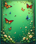 Whimsical Butterfly Garden Floral Scroll Rug