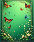 Whimsical Butterfly Garden Floral Scroll Rug