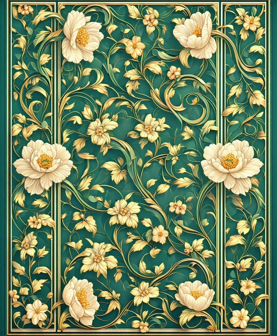 Ornate Floral Vine Pattern Rug
