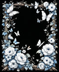 Enchanted White Floral Butterfly Frame Rug