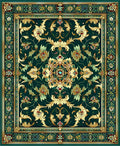 Intricate Floral Patterned Emerald Rug
