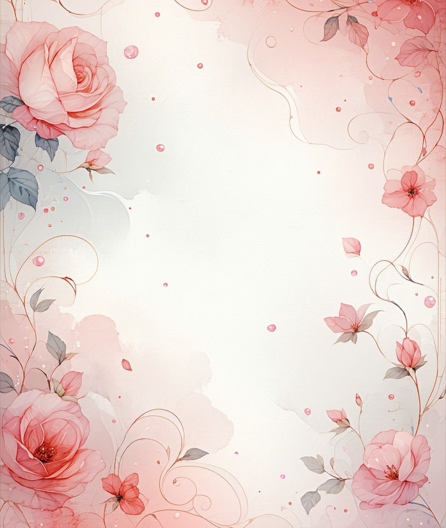 Watercolor Floral Vines Gentle Pink Rug