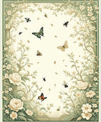 Spring Garden Butterflies Botanical Swirls Rug