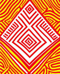 Bold Red Yellow Geometric Waves Rug