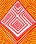 Bold Red Yellow Geometric Waves Rug