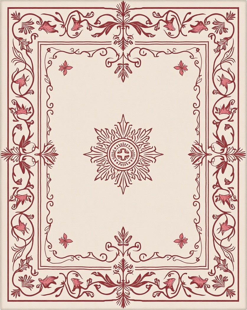 Ornate Floral Medallion Design Rug