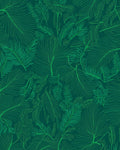Dark Green Tropical Leaf Pattern Rug