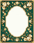 Elegant Emerald White Floral Scroll Rug