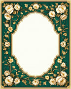 Elegant Emerald White Floral Scroll Rug
