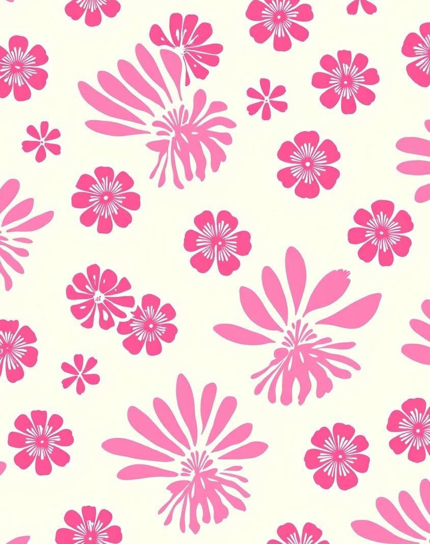 Pink Floral Silhouette Decorative Rug